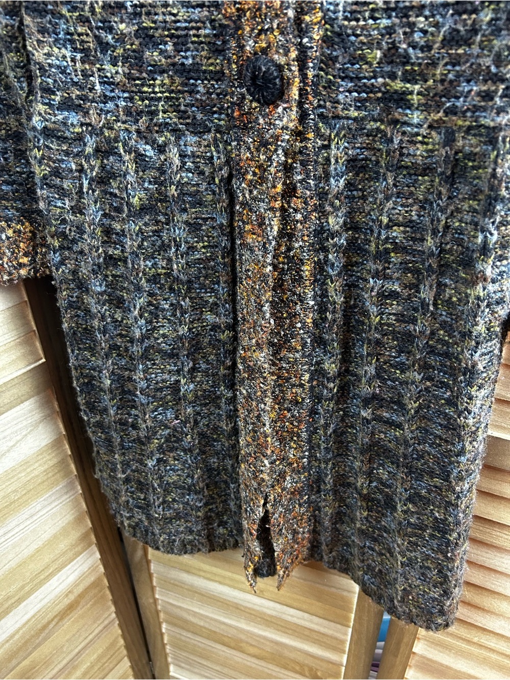 Curio Vintage Knit Long Cardigan Sweater Coat Medium Cottagecore Academia - Picture 5 of 9